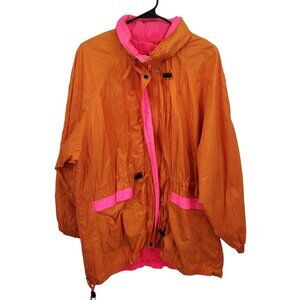 Red pepper women medium orange raincoat VTG jacket windbreaker coat nylon